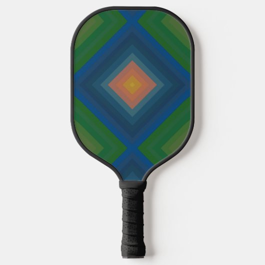 Retro Pop Art Kleurlijn Streep Diamantpatroon Pickleball Paddle (Voorkant)
