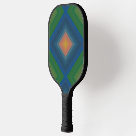Retro Pop Art Kleurlijn Streep Diamantpatroon Pickleball Paddle (Links)