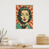 Retro Pop Art: Knipoog & Kus Poster (Keuken)
