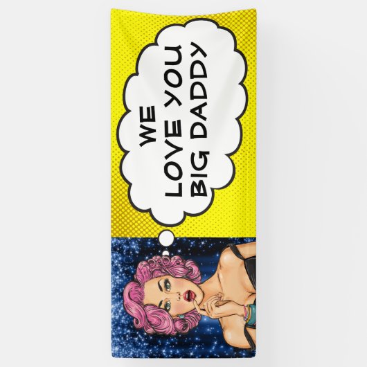 Retro Pop Art  Lady Big Daddy Banner (Verticaal)