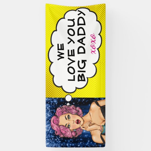 Retro Pop Art  Lady Big Daddy Banner (Verticaal)