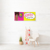 Retro Pop Art  Lady Birthday Banner (Insitu)