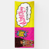 Retro Pop Art  Lady Birthday Banner (Verticaal)