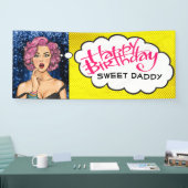 Retro Pop Art Lady Birthday Banner (Beurs)