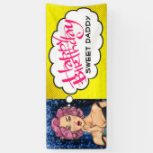 Retro Pop Art Lady Birthday Banner (Verticaal)