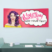 Retro Pop Art  Lady Birthday Banner (Beurs)