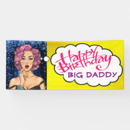 Retro Pop Art Lady Birthday Banner