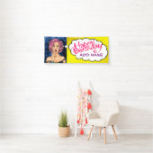 Retro Pop Art Lady Birthday Banner (Insitu)