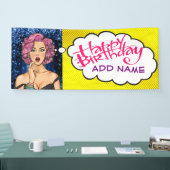Retro Pop Art Lady Birthday Banner (Beurs)