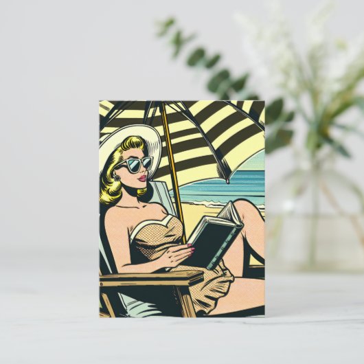 Retro Pop Art Lady | Gewoon Gezegde Hi Briefkaart (Staand voorkant)