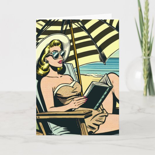 Retro Pop Art Lady | Gewoon Gezegde Hi Kaart (Voorkant)