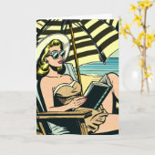 Retro Pop Art Lady | Gewoon Gezegde Hi Kaart (Gele Bloem)