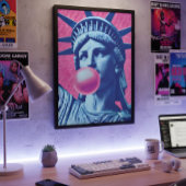Retro Pop Art Lady Liberty Poster