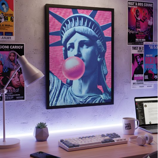 Retro Pop Art Lady Liberty Poster