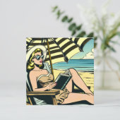 Retro Pop Art Lady op het strand (Staand voorkant)