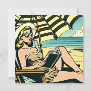 Retro Pop Art Lady op het strand