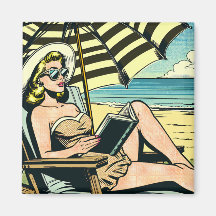 Retro Pop Art Lady op het strand
