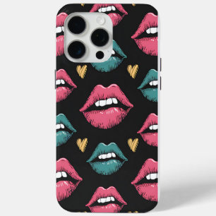 Retro Pop Art Lippen en Harten iPhone 15 Pro Max Case