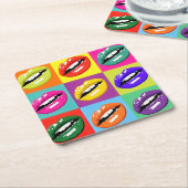 Retro Pop Art Lips design Kartonnen Onderzetters (Schuin)
