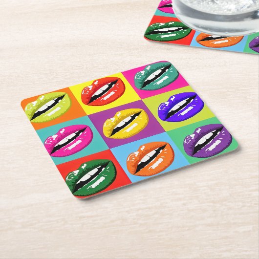 Retro Pop Art Lips design Kartonnen Onderzetters (Schuin)