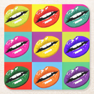 Retro Pop Art Lips design Kartonnen Onderzetters