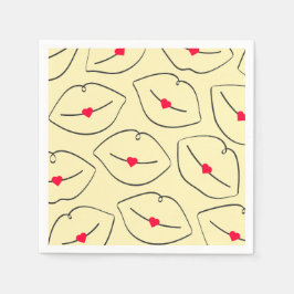 Retro Pop Art Lips & Heart Sunshine Yellow Servet