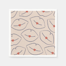 Retro Pop Art Lips & Heart Terracotta Red Servet