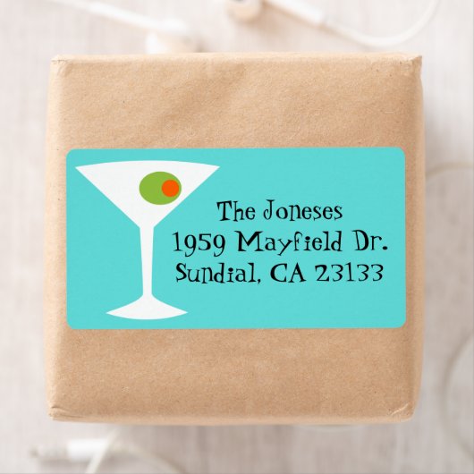 Retro Pop Art Martini Retouradreslabels Etiket (Insitu)