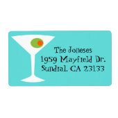 Retro Pop Art Martini Retouradreslabels Etiket (Voorkant)