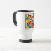 Retro Pop Art Mermaid Colorful Comic Style Coffee  Reisbeker (Voorkant links)