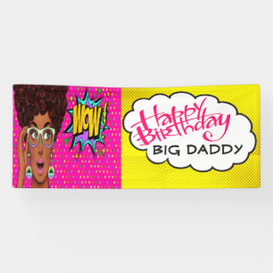 Retro Pop Art Mooie Vrouw Verjaardagsbanner Spandoek