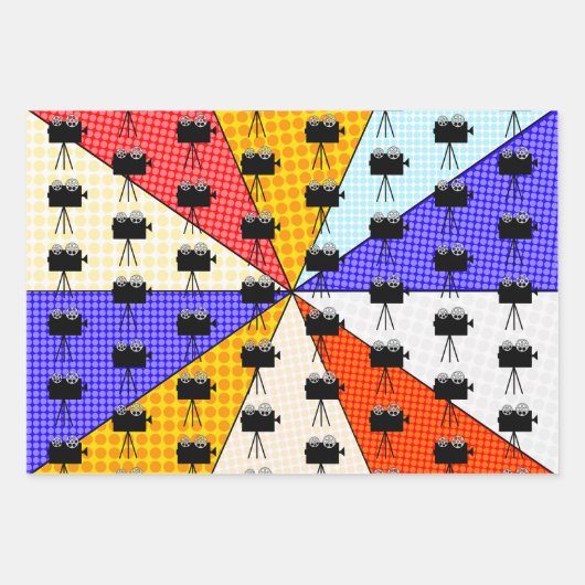 Retro Pop Art Movie Night Thema Birthday Party Inpakpapier Vel (Voorkant 3)