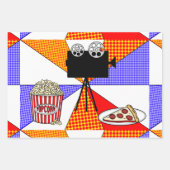 Retro Pop Art Movie Night Thema Birthday Party Inpakpapier Vel (Voorkant)