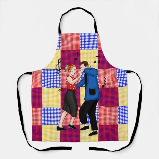 Retro Pop Art nostalgische couple Dancing Schort (Voorkant)