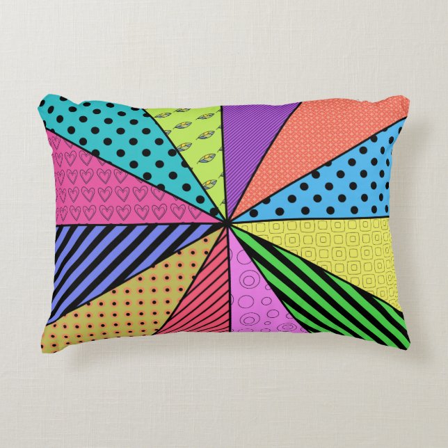 Retro Pop Art Patchwork Accent Kussen (Voorkant)