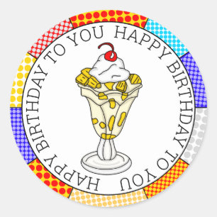 Retro Pop Art Pineapple Ice Cream Sundae Ronde Sticker