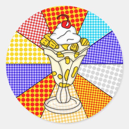Retro Pop Art Pineapple Ice Cream Sundae Ronde Sticker (Voorkant)