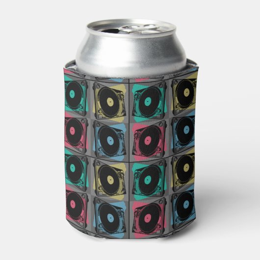 Retro Pop Art Platenspelers Blikjeskoeler (Blikje Voorkant)