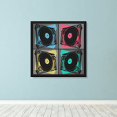 Retro Pop Art Platenspelers Canvas Afdruk (Insitu (Houten vloer))