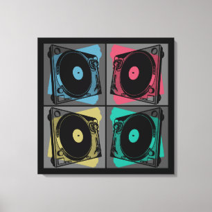 Retro Pop Art Platenspelers Canvas Afdruk
