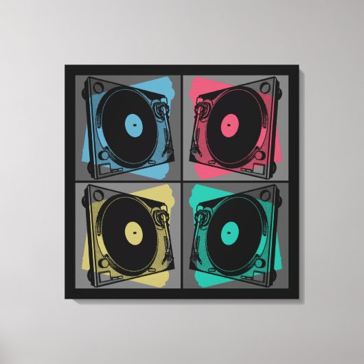 Retro Pop Art Platenspelers Canvas Afdruk (Voorkant)