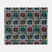 Retro Pop Art Platenspelers Fleece Deken (Voorkant (Horizontaal))