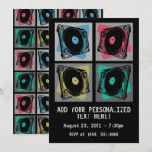 Retro Pop Art Platenspelers Kaart (Voorkant / Achterkant)