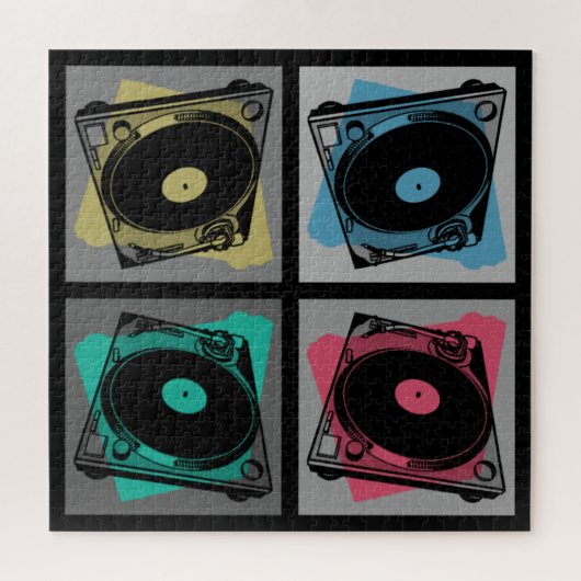 Retro Pop Art Platenspelers Legpuzzel (Horizontaal)