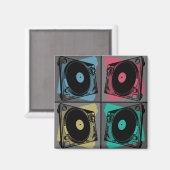 Retro Pop Art Platenspelers Magneet (Voorkant / Achterkant)