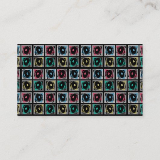 Retro Pop Art Platenspelers Visitekaartje (Achterkant)