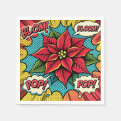 Retro Pop Art Poinsettia Stripboek Decoupage Servet (Voorkant)