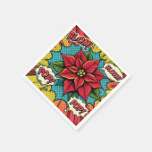 Retro Pop Art Poinsettia Stripboek Decoupage Servet (Hoek)