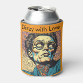 Retro Pop Art Portrait Swirl Background Bold Graph Blikjeskoeler (Blikje Voorkant)