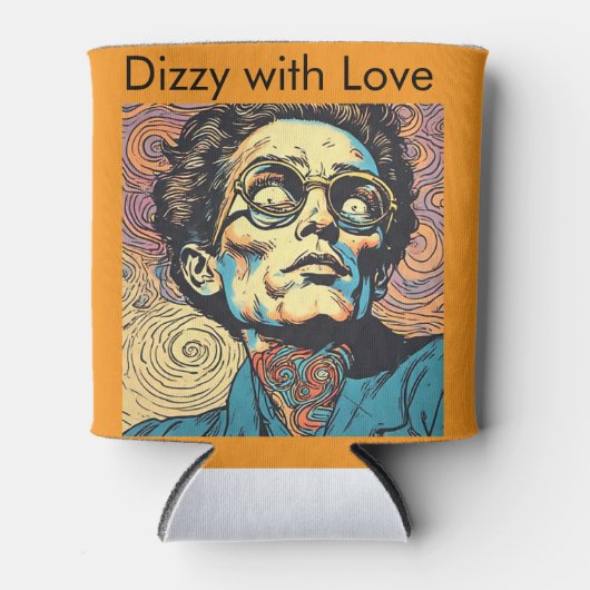 Retro Pop Art Portrait Swirl Background Bold Graph Blikjeskoeler (Voorkant)